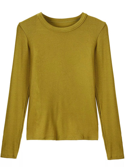 Minimalist Slim-Fit Long Sleeve Crew Neck T-Shirt