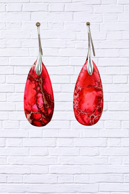 Exquisite Water Drop Dangle Earrings Crimson red