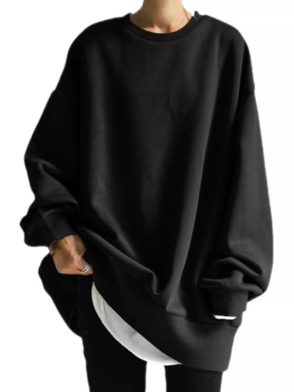 Full Size Solid Color Crew Neck Sweatshirt Plus Size