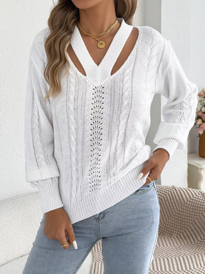 Cut-Out Cable Knit Sweater