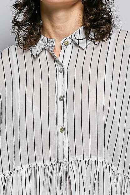POL Striped Relaxed Fit Shirt Dress