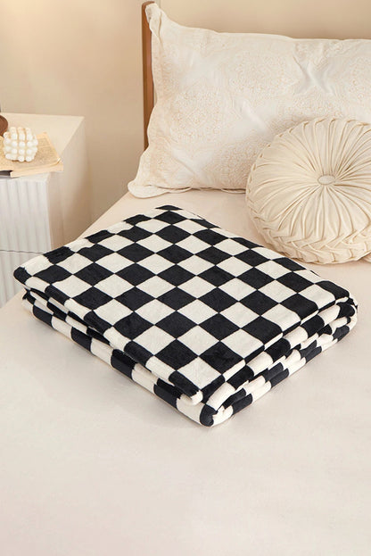 Black Checkerboard Printed Soft Throw Blanket