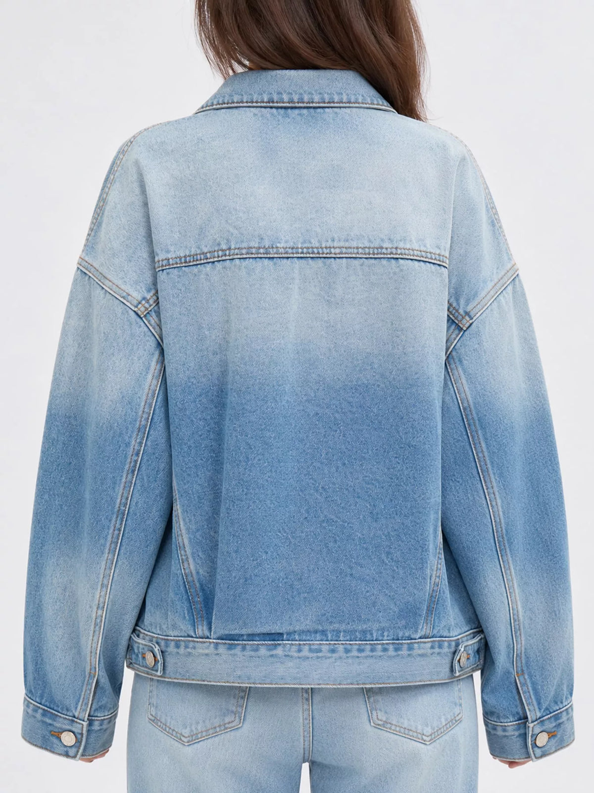 Button Up Dropped Shoulder Denim Jacket