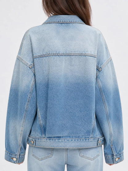 Button Up Dropped Shoulder Denim Jacket