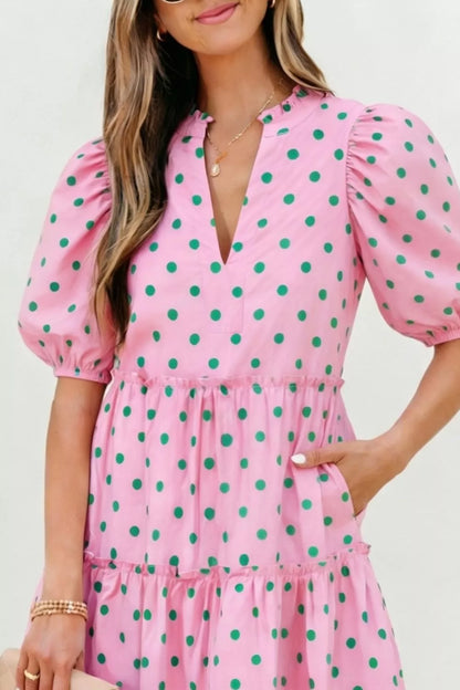 Polka Dot Tiered Mini Dress
