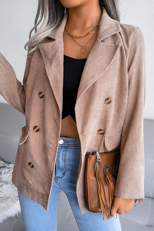 Double Breasted Casual Corduroy Jacket