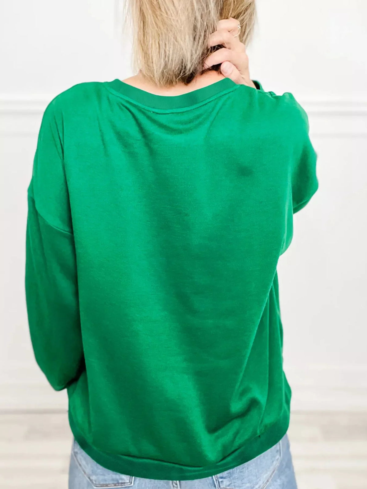 Plaid Letter Graphic Round Neck Sweatshirt