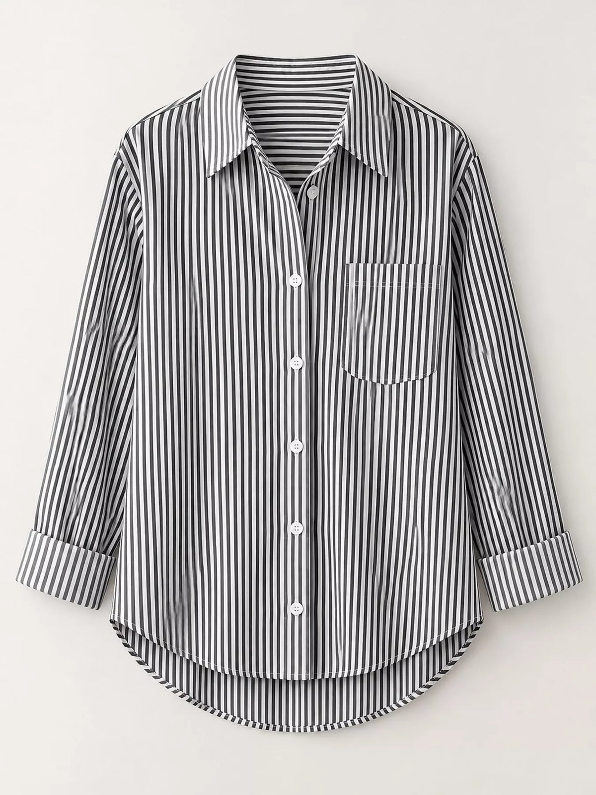 Full Size Striped Button-Down Long Sleeve Shirt Plus Size