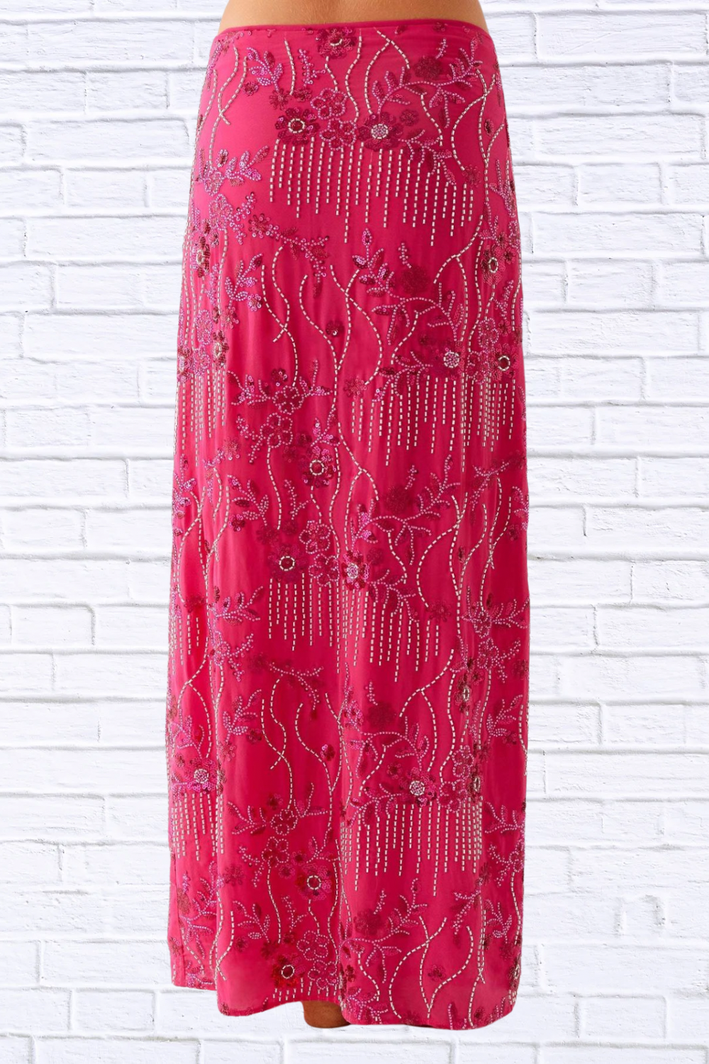 Sequin Embroidered Maxi Skirt for Women | Elegant Boho Floral Long Skirt | Flowy Statement Evening & Vacation Skirt