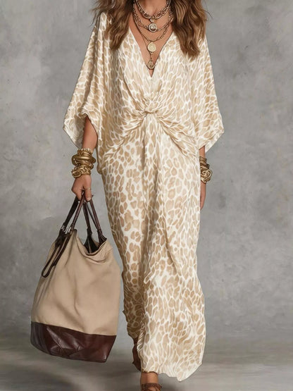 Leopard Print V-Neck Maxi Dress