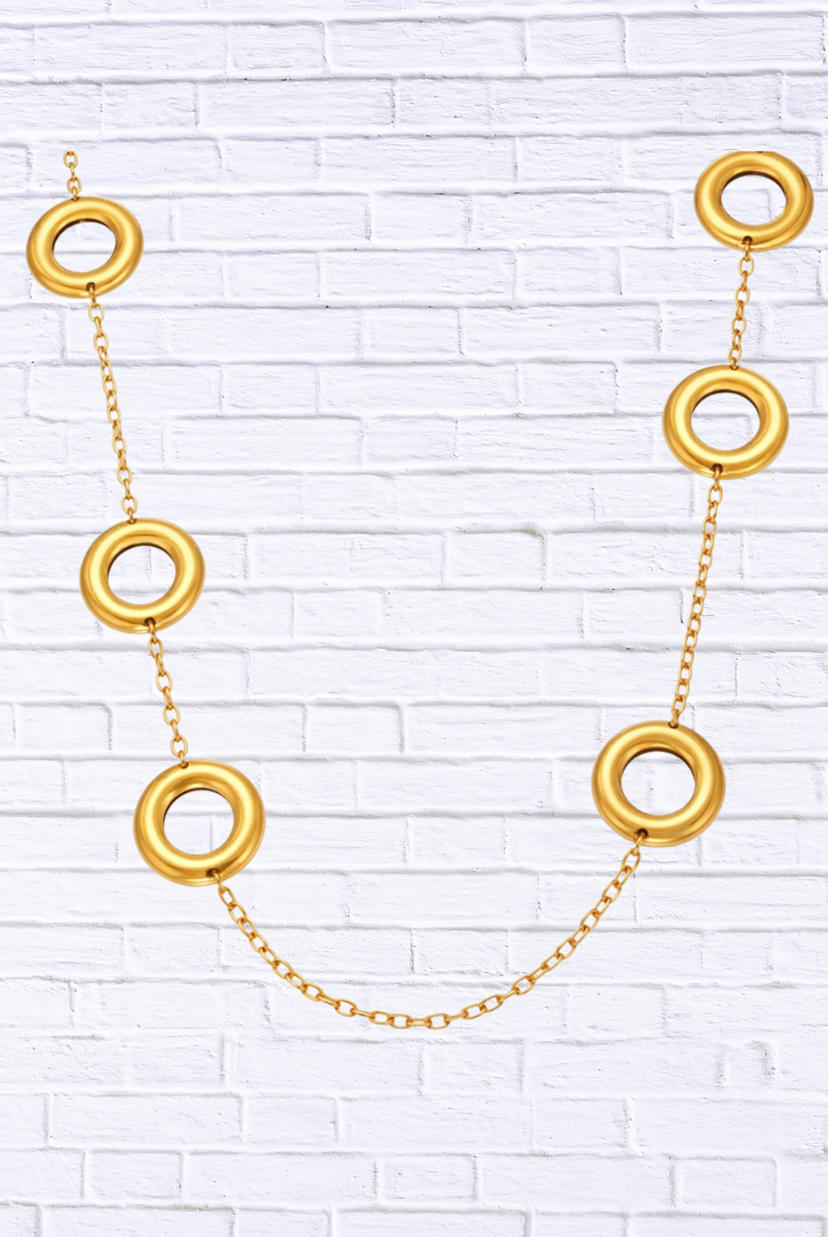 18K Gold-Plated Circle Chain Statement Necklace