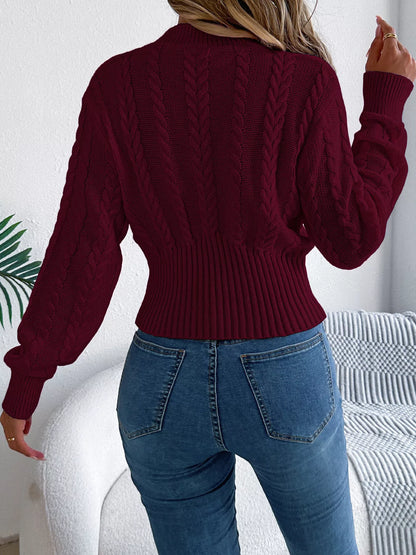 Cable Knit Mock Neck Sweater