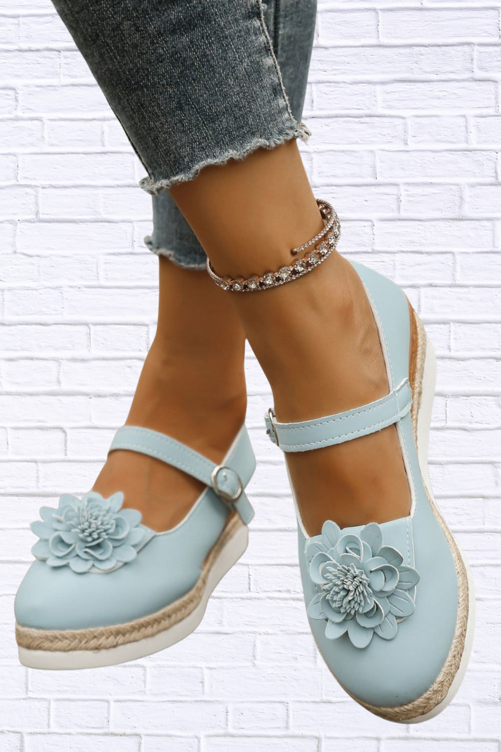 Flower Embellished Mary Jane Loafers