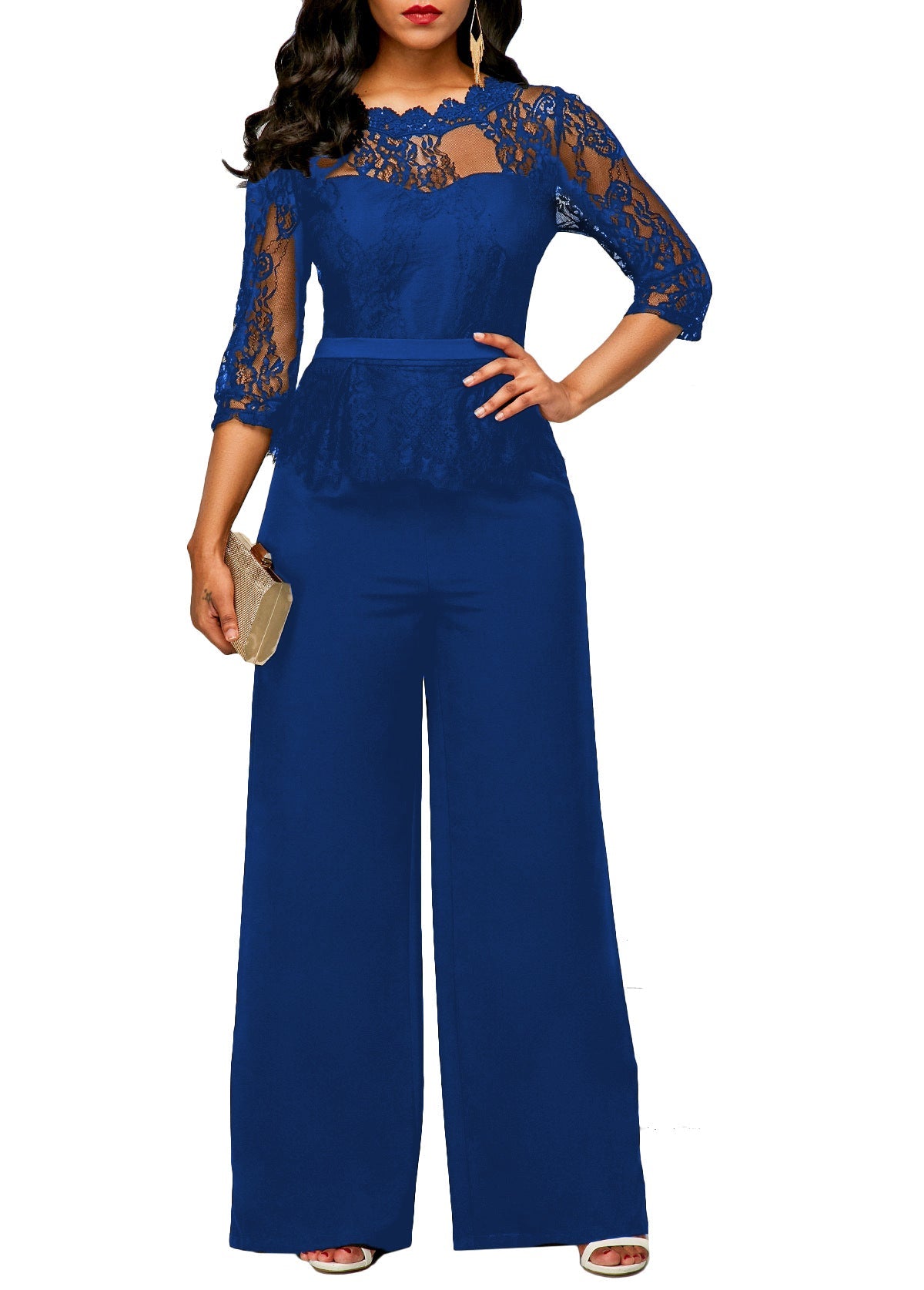 Formal Sexy Lace Jumpsuit Blue