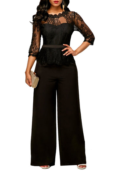 Formal Sexy Lace Jumpsuit Black