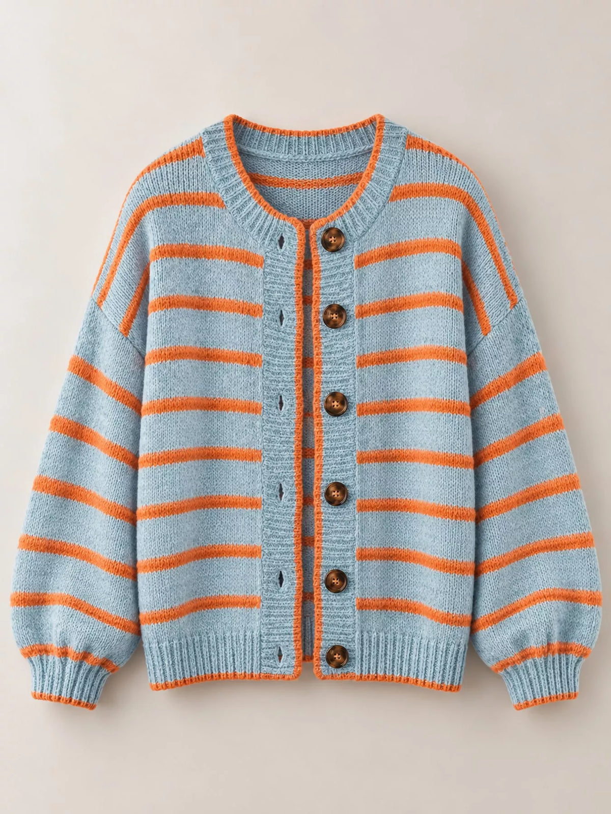 Striped Knit Cardigan for Women – Relaxed Button-Down Sweater