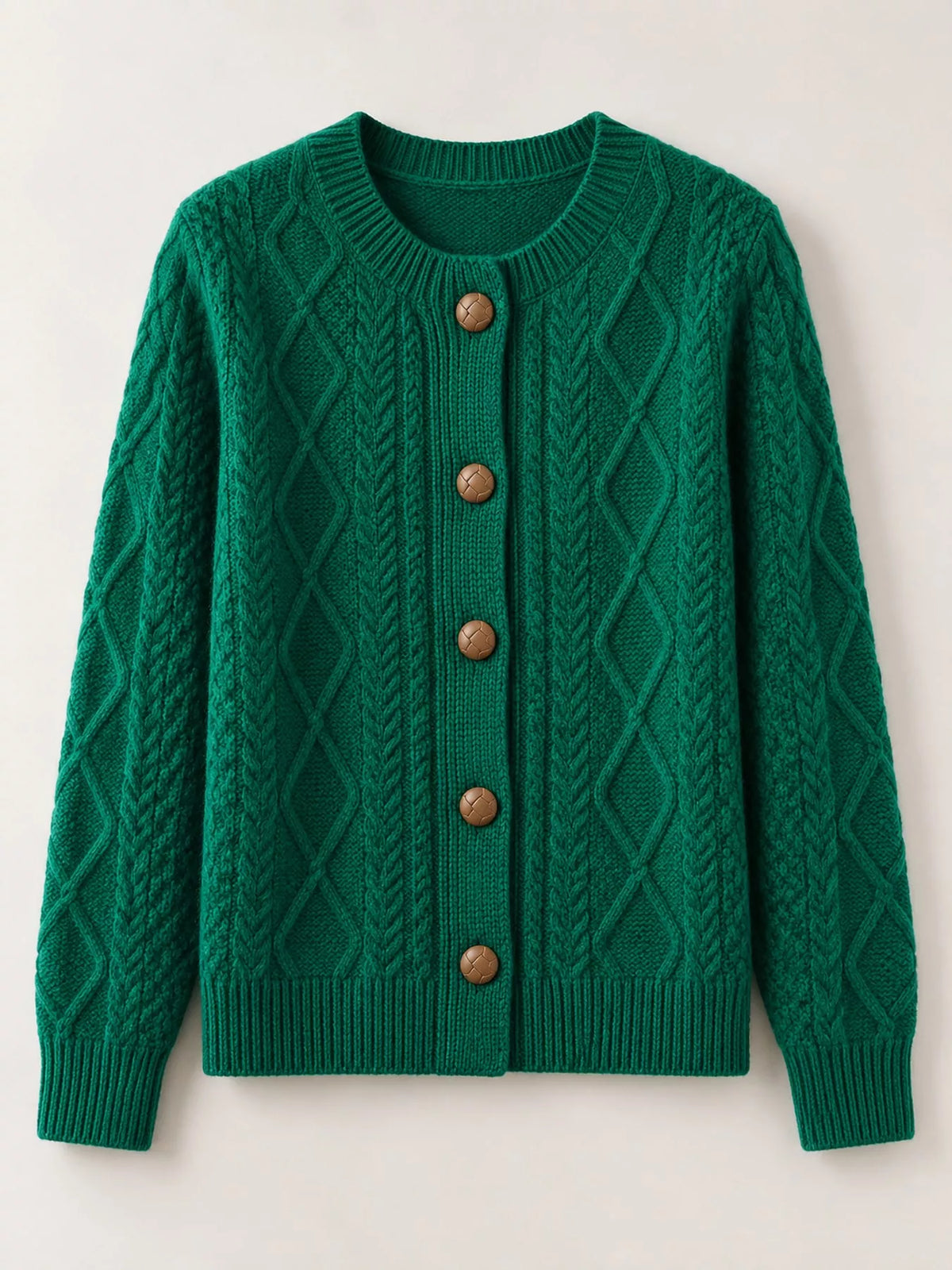 Cable-Knit Button-Down Cardigan