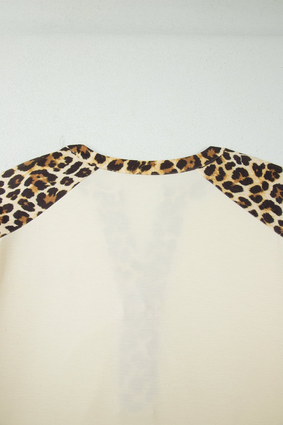 Beige Plus Size Leopard Contrast Patchwork Polo Tee