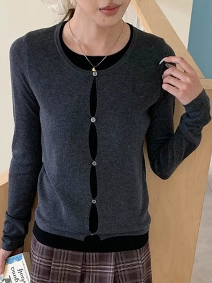 Layered Look Long Sleeve Knit Top