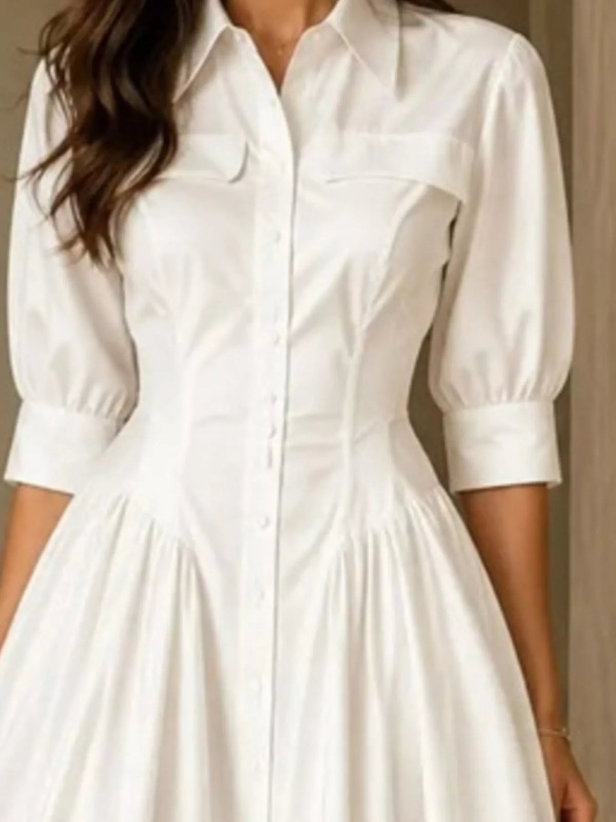 Plus Size Shirt Dress with Cinched Waist | Button-Down