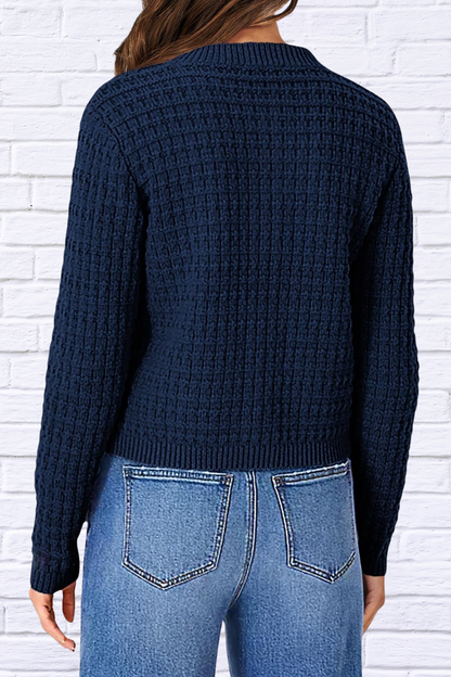 Textured Knit Button-Front Cardigan