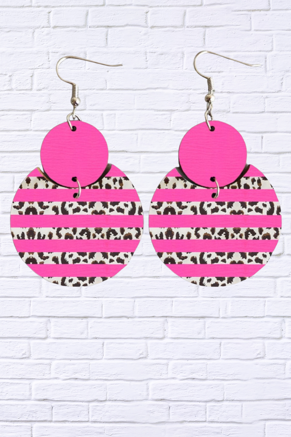 Xylem Leopard Dangle Earrings Hot Pink One Size