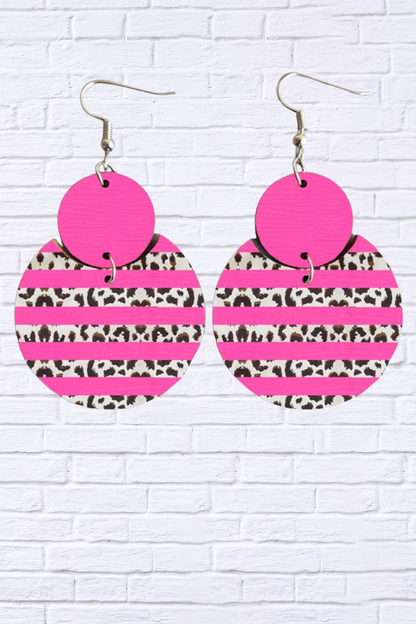 Xylem Leopard Dangle Earrings Hot Pink One Size