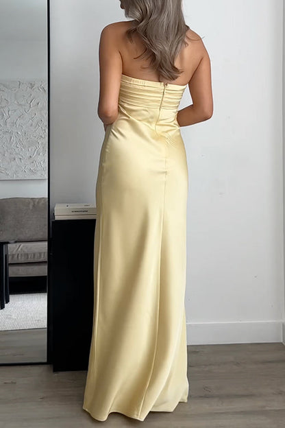 Strapless Tube Satin Maxi Dress