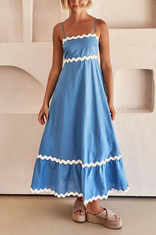 Spaghetti Strap Ric Rac Trim Swing Maxi Dress