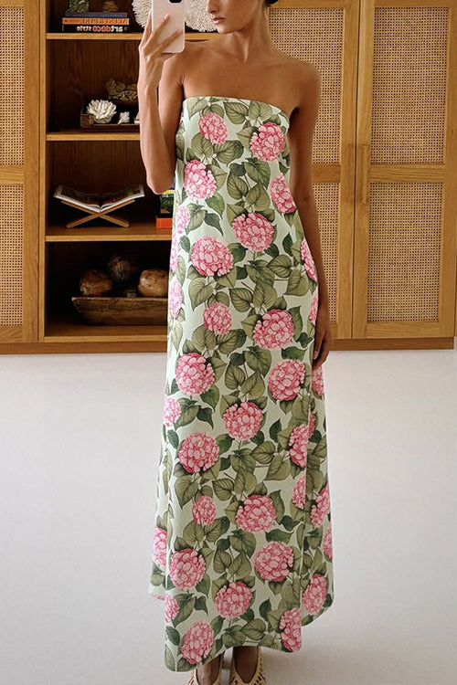 Strapless Tube Jardin Print Maxi Dress