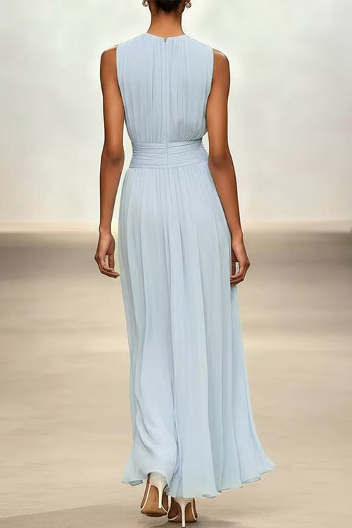 Crewneck Sleeveless High Waist Maxi Dress