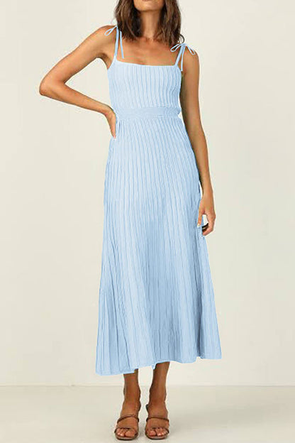 Tie Shoulder High Waist Knit Maxi Cami Dress