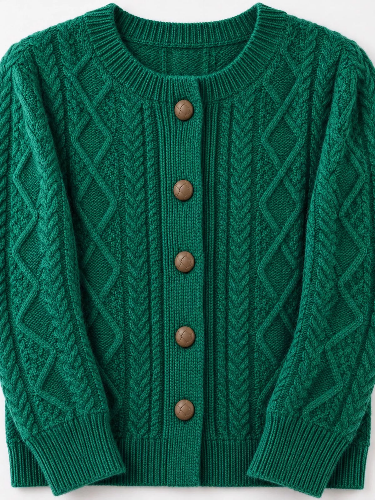 Cable-Knit Button-Down Cardigan