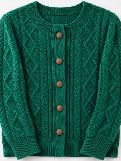 Cable-Knit Button-Down Cardigan