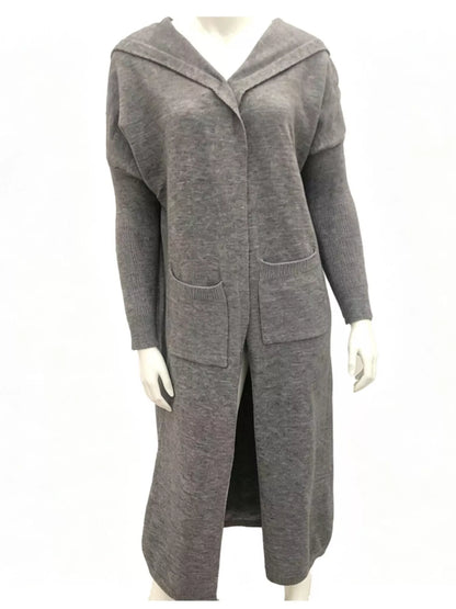 Full Size Letter Back Hooded Cardigan Plus Size
