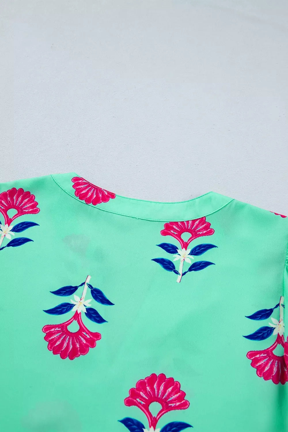 Floral V Neck Flutter Sleeve Blouse