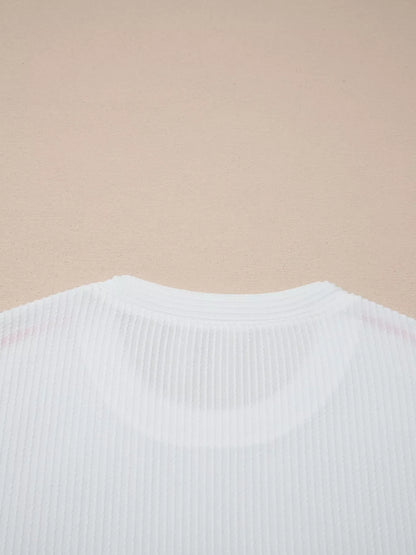 Usa Graphic Half Sleeve Loose Ribbed Top