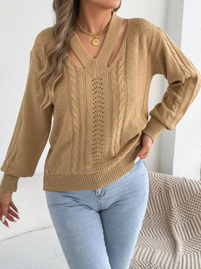Cut-Out Cable Knit Sweater