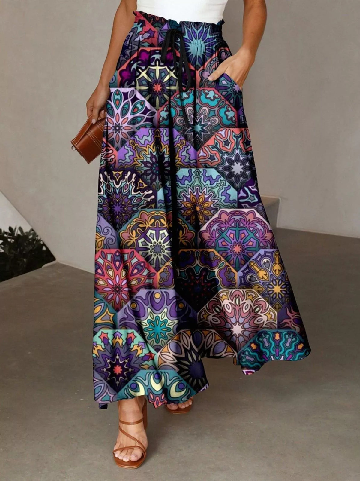 Printed Wide-Leg Pants