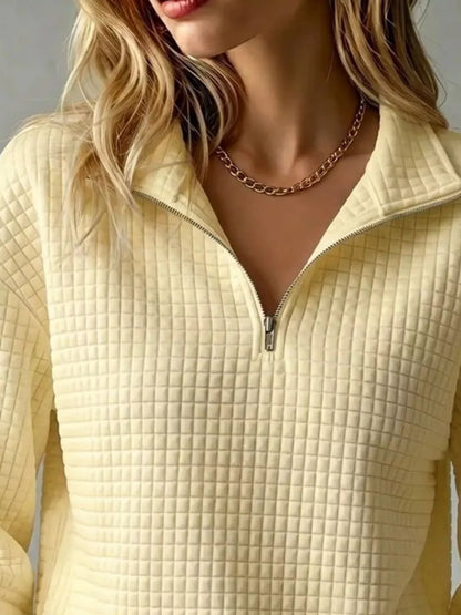 Waffle Knit Quarter-Zip Sweatshirt
