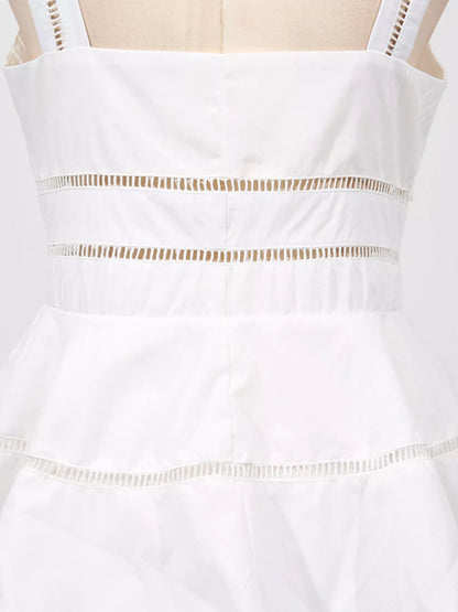 Sleeveless Eyelet Embroidered Button-Down Midi Dress