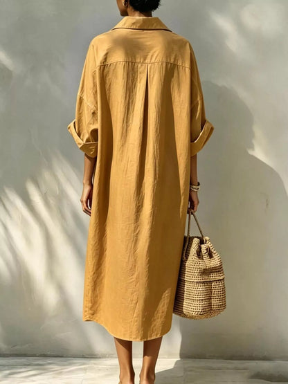 Button-Down Long Sleeve Shirt Dress