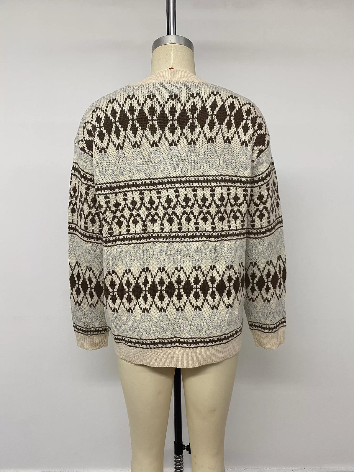 Fair Isle Pattern Crew Neck Sweater
