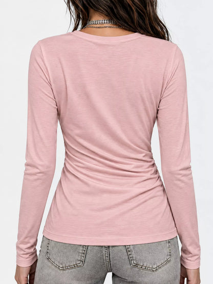 Full Size Surplice Long Sleeve T-Shirt Plus Size