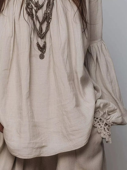 Full Size Lace Mock Neck Long Sleeve Blouse Plus Size