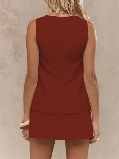 Square Neck Tank and Skirt Set