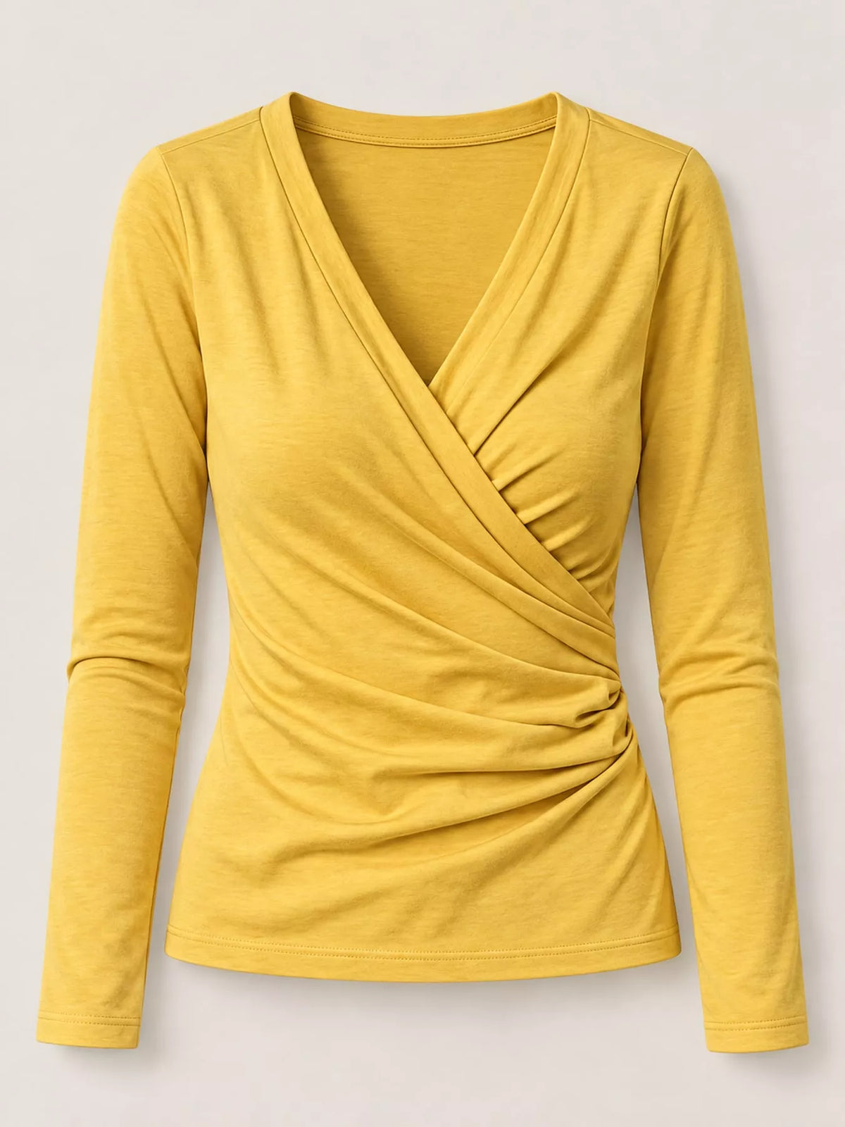 Full Size Surplice Long Sleeve T-Shirt Plus Size