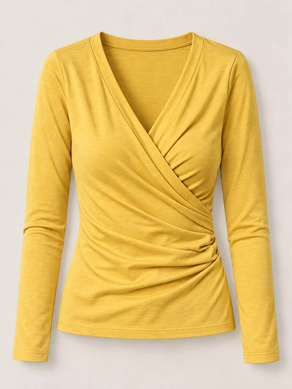 Full Size Surplice Long Sleeve T-Shirt Plus Size