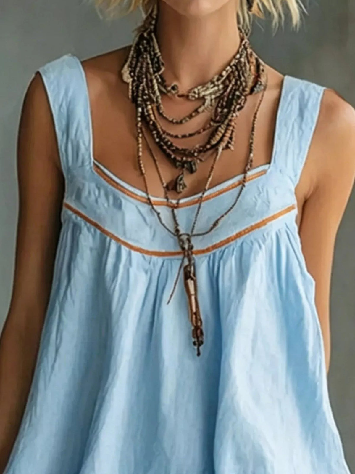 Full Size Sleeveless Tiered Mini Dress Plus Size