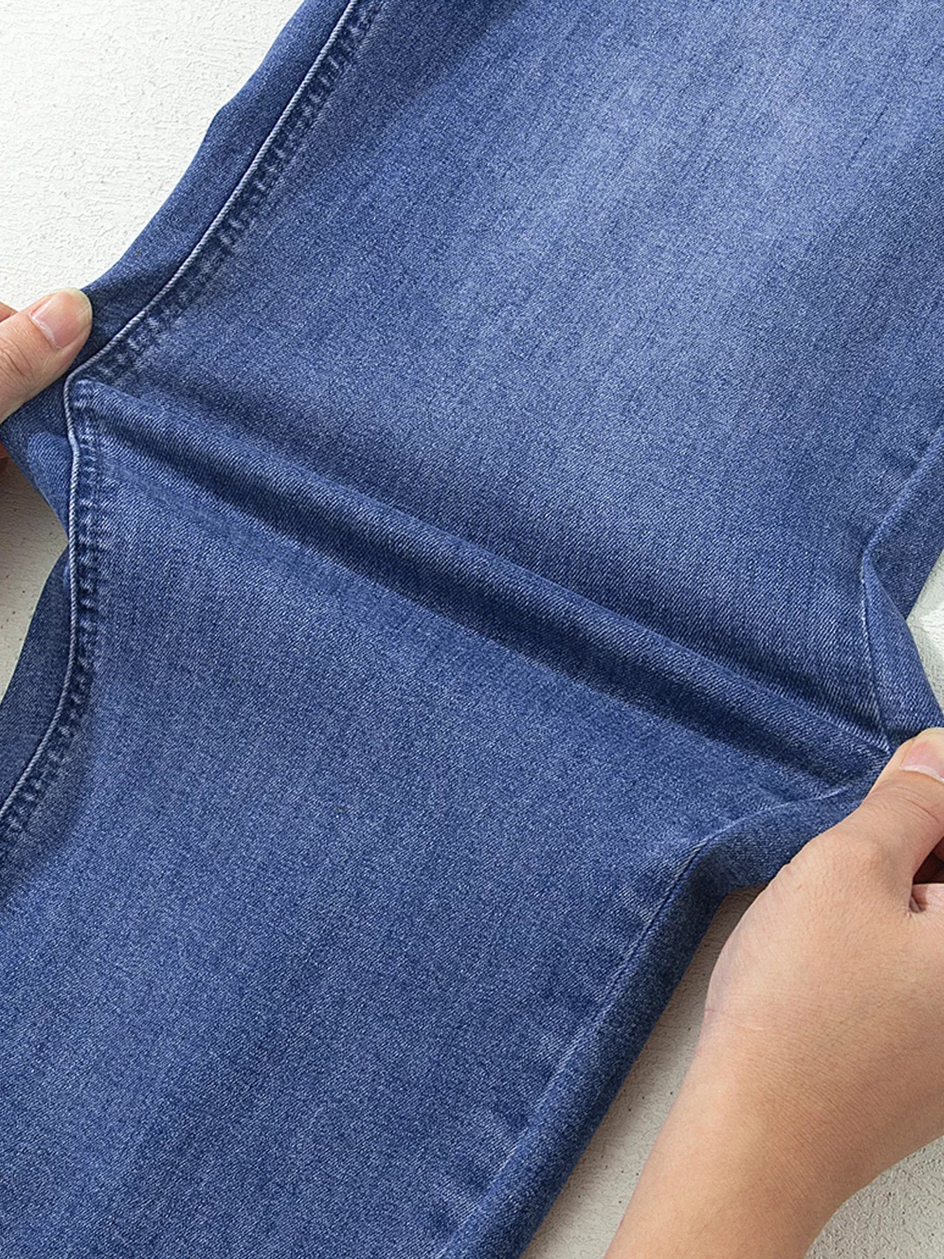 Drawstring Waist Ankle Length Casual Jeans Regular Fit Pocket Detail Jeans